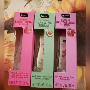 3 Piece B-pure Glow Up  Serums 1oz Collection. Revitalize, Smoothing & Renewing.